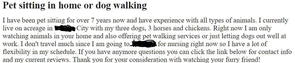dog walking craigslist