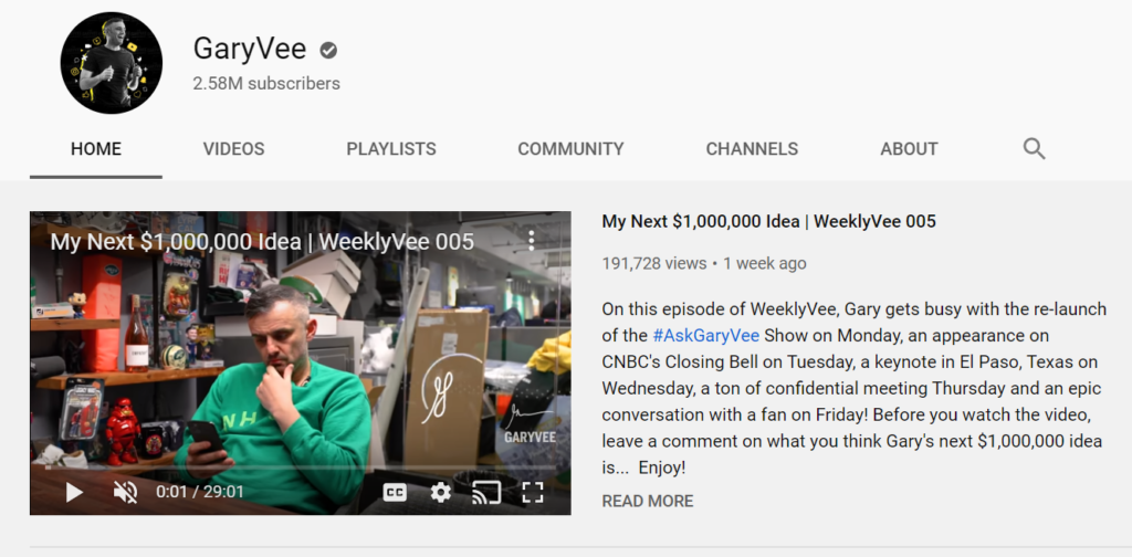 Gary Vee YouTube channel