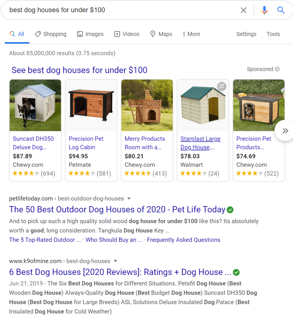 best dog houses for under 100 - search intent