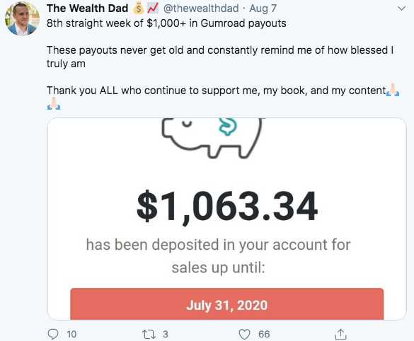 The Wealth Dad Gumroad profits