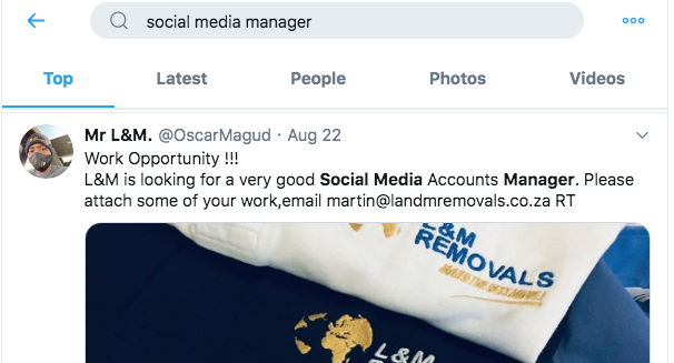 Twitter - Social media manager position